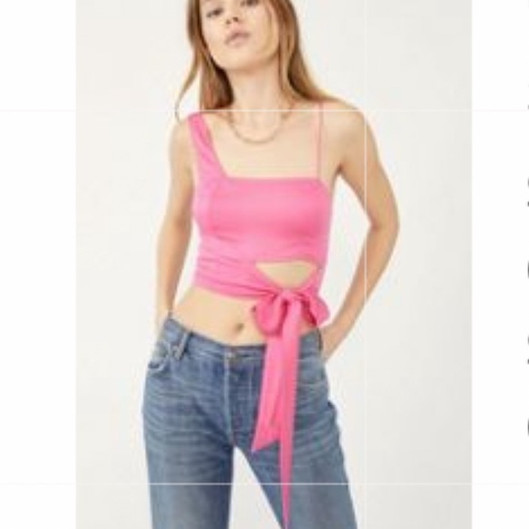 Free People Tops - Free People large pink Mila Tie crop top